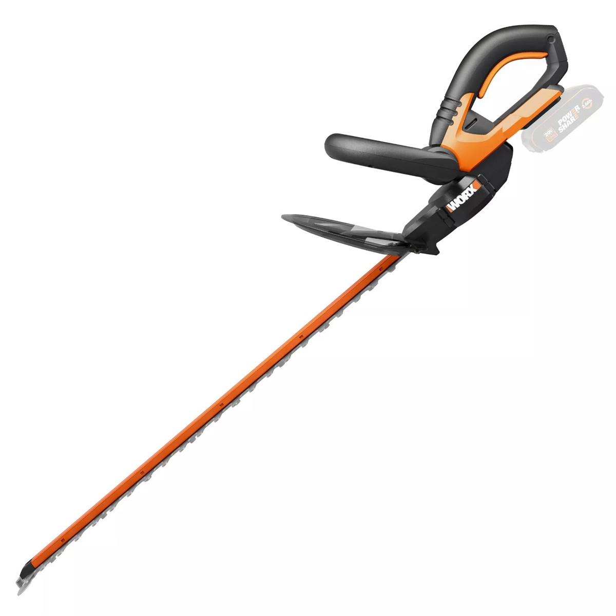 Herbstrakete, Gartenwerkzeug, Kettenschneider, Akku-Heckenschere, orange/Schwarz