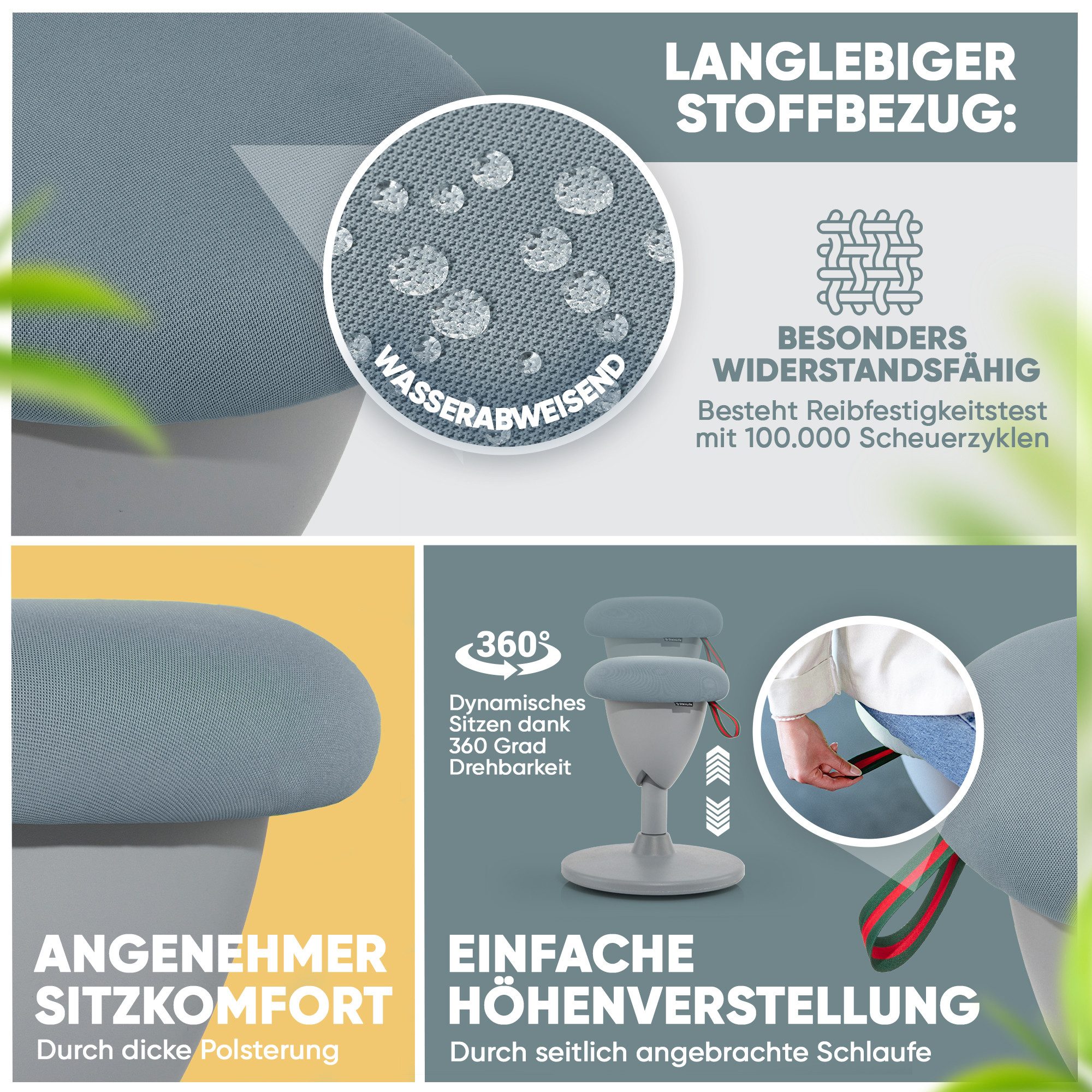 Steinlife Arbeitshocker Ergonomisch Bürohocker Höhenverstellbar (Stehhocker Höhenverstellbar [58-83cm]