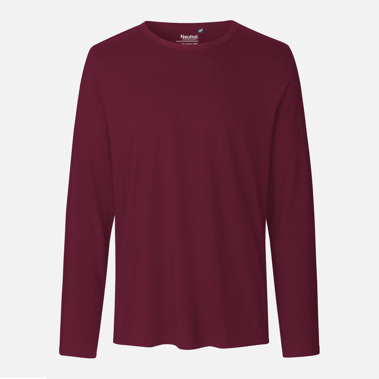 Mens Long Sleeve Shirt - Bio Baumwolle - Bordeauxe
