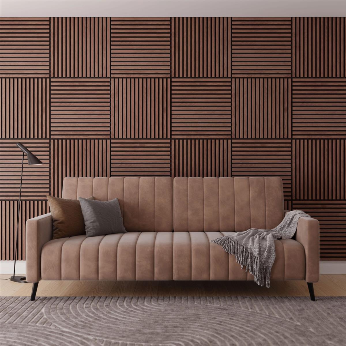 Akustikpaneel Wandverkleidung Walnuss MDF Schw. Akustikfilz Schwarz 60 cm 2 St.