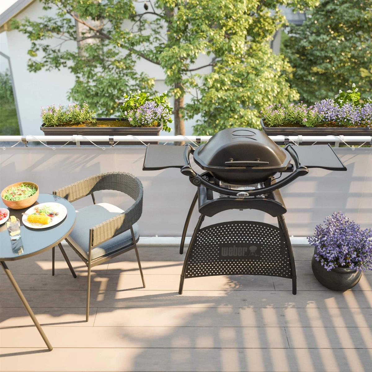Weber Elektro Standgrill Q1400 mit 2 Seitentischen 2.200 W