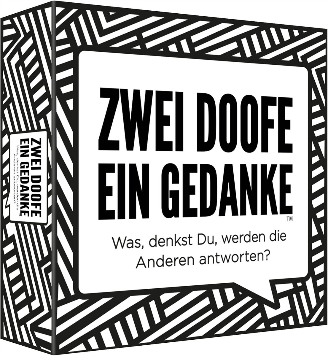 Keine Marken, Zwei Doofe, Humorbuch, Sprechblase, Schwarz-Weiß Muster