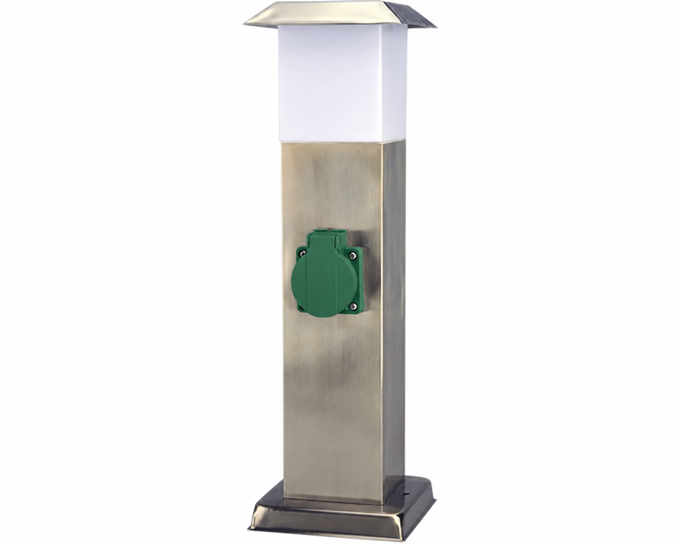 UNITEC Edelstahlsäule mit 2 Steckdosen & Lampe silber