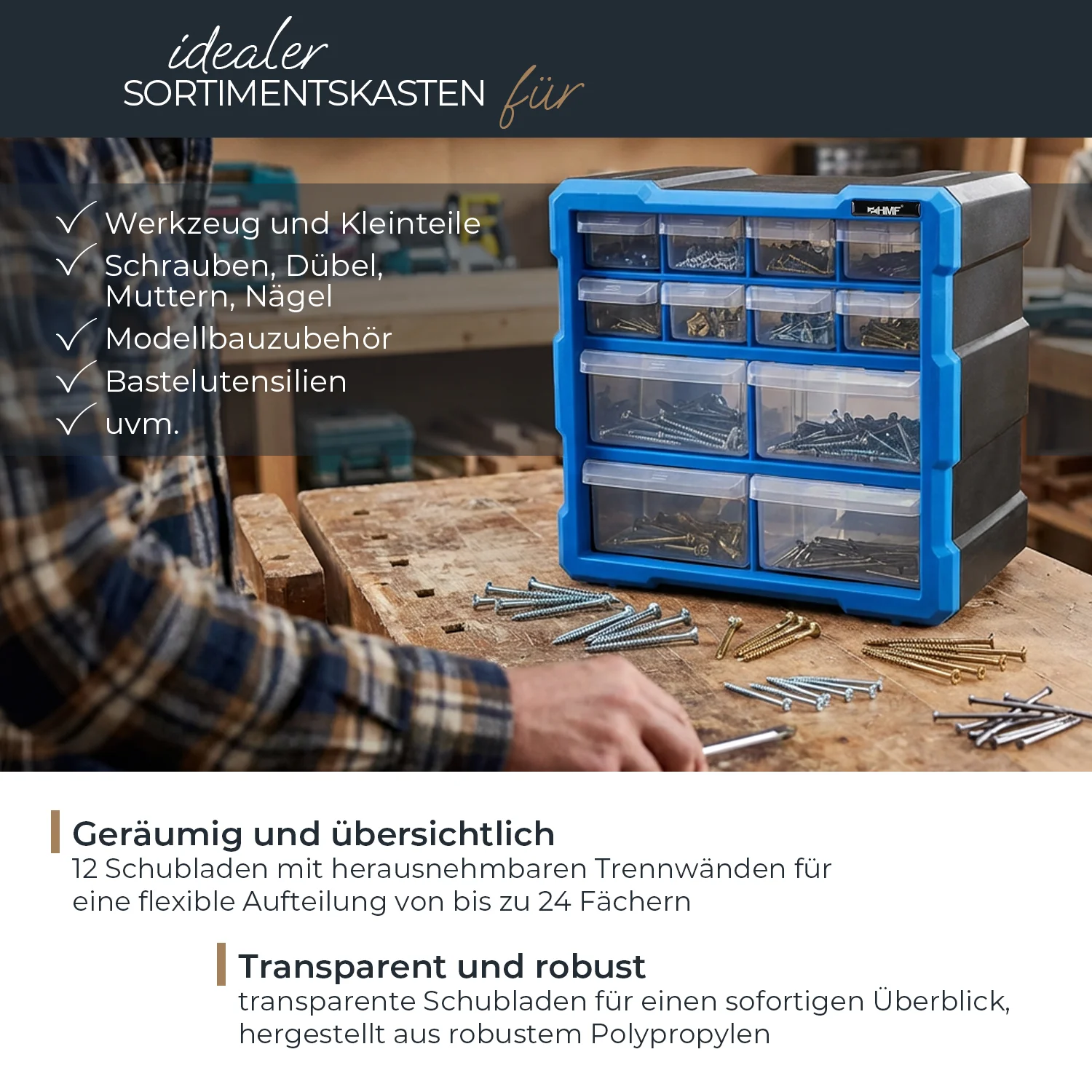 Werkzeugkasten, Schublade, Nagellager, Schrauben, Bastelbedarf