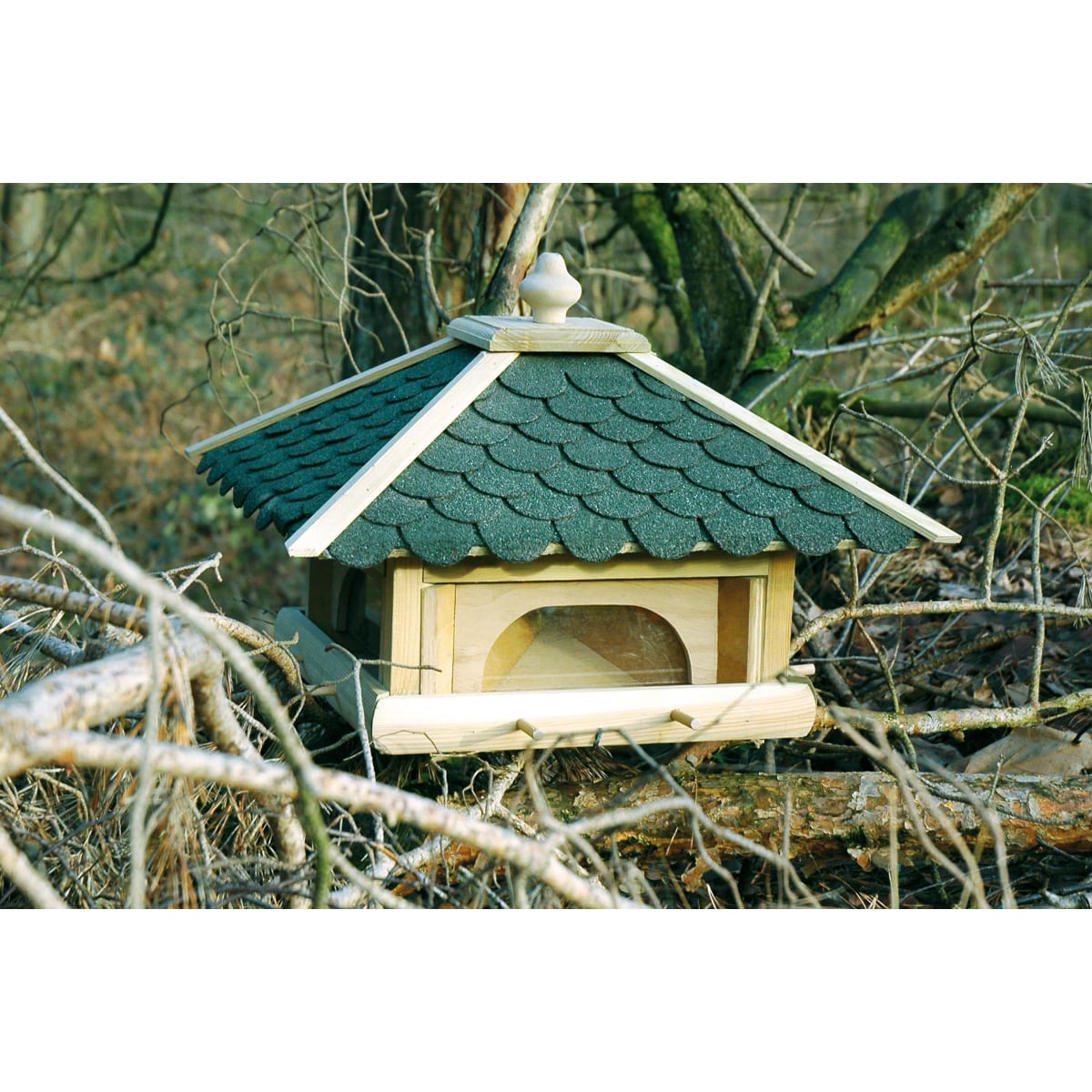Vogelnest, Vogelhaus, Holz, Grüner Schindeln, Dachschindeln