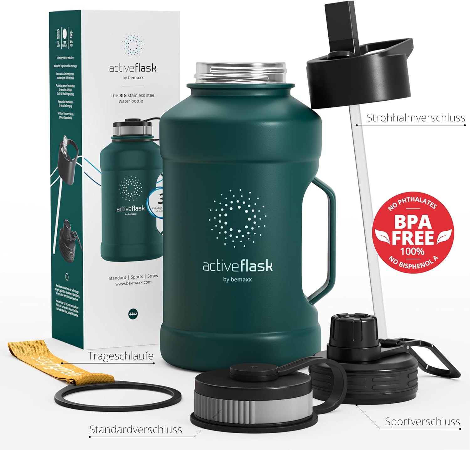 BeMaxx Trinkflasche Edelstahl ACTIVE FLASK BIG 1,3L Dark Teal