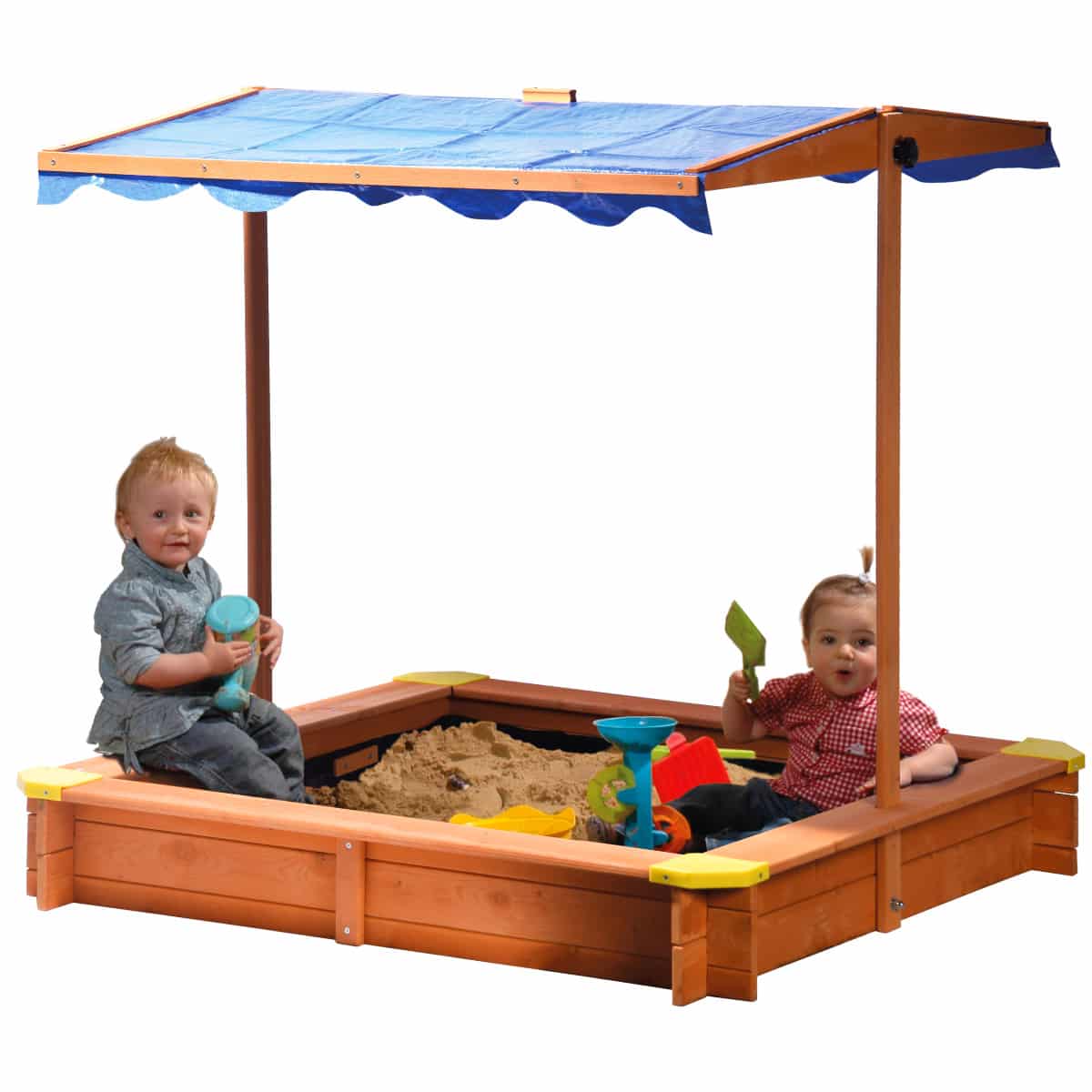 Dobar Quadratischer Sandkasten blau mit verstellbarem Dach #DH298