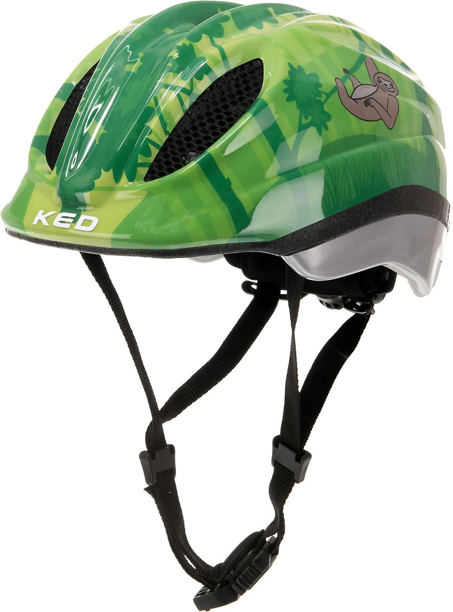 Kinderhelm, KIDS helmet, Grüner Helm, Muster grün, Verschlussriemen
