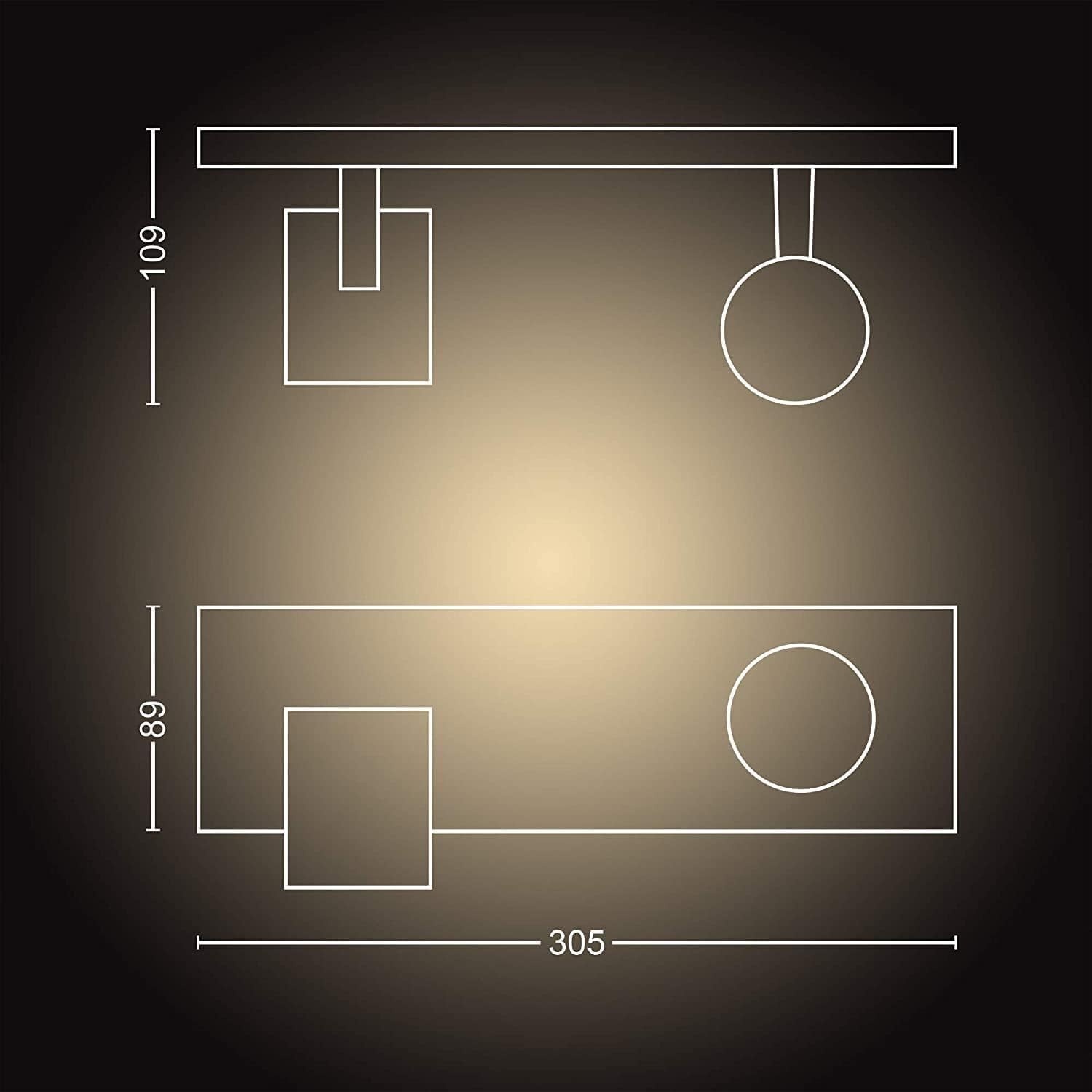 Philips Hue White Ambiance Runner Spot 2 flg. schwarz 2x250lm inkl. Dimmschalter
