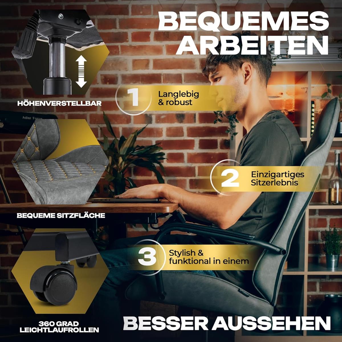 SITZGOLD S ONE Gaming Stuhl grauSchreibtischstuhl Bürostuhl