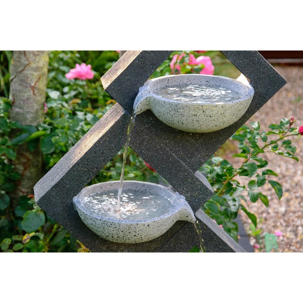 Wasser-Feature, Stein-Schalen, Gestein-Wasser-Becken, Gartenbrunnen, Felsen-Skulptur
