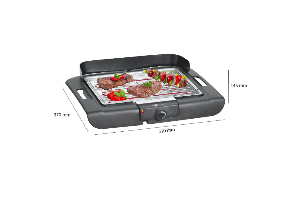 CLATRONIC BQ 3507 Elektrogrill Schwarz 2000 Watt Grill Grillrost elektrisch Indoorgrill