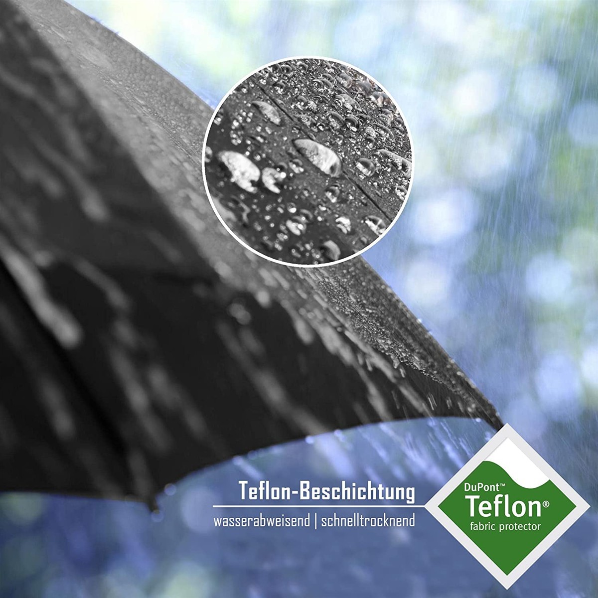 Regenschirm, Teflon-Beschichtung, Wasserdicht, Schnelltrocknend, Wetterfest