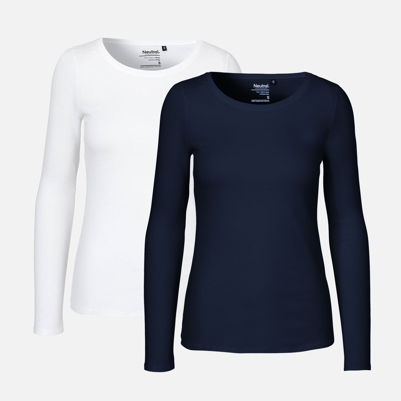 Doppelpack Ladies Long Sleeve Shirt - Navy / Weiss L Navy / Weiss
