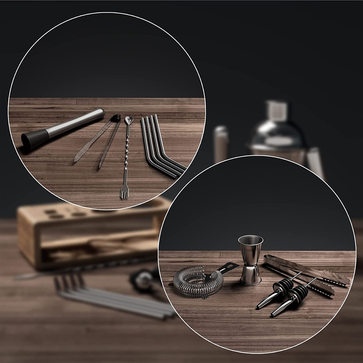 Grillwerkzeug, Kochutensilien, Metallspieß, Weinfunnel, Korkenzieher-Set