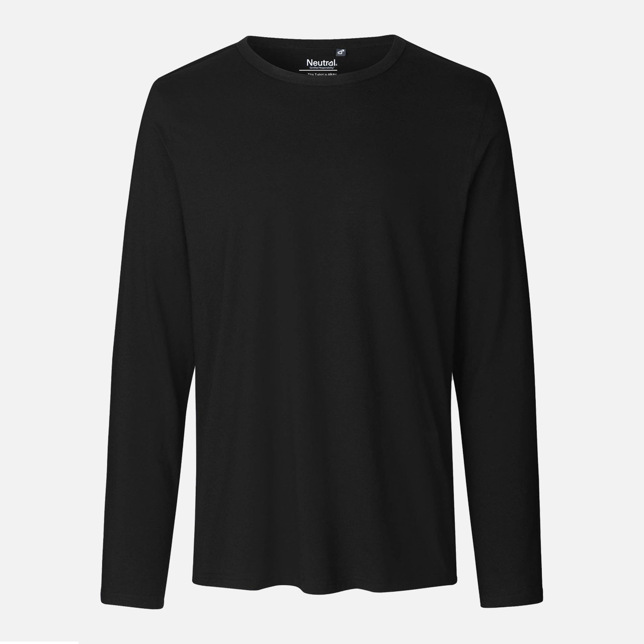 Mens Long Sleeve Shirt - Bio Baumwolle - Black 2XL Schwarz