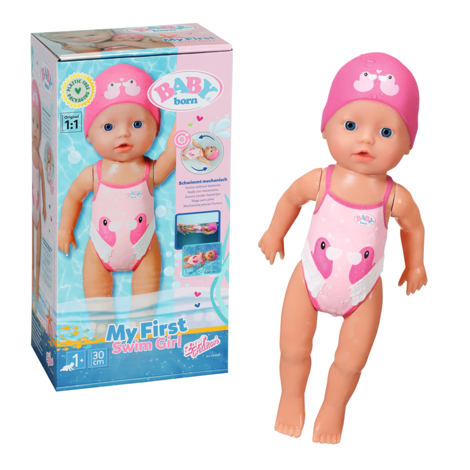 Zapf Creation 834060 BABY born My First Swim Girl Aufzieh-Badepuppe wasserfest Puppe Badepuppe