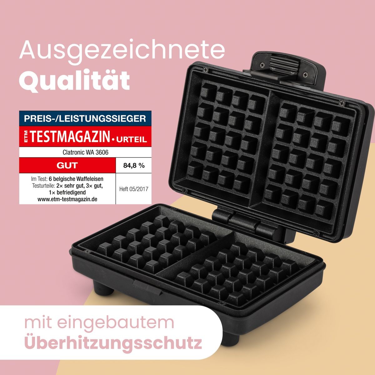 Waffeleisen, Mini Waffeleisen, Waffeleisen-Formen, Silikonteller, Überhitzungsschutz