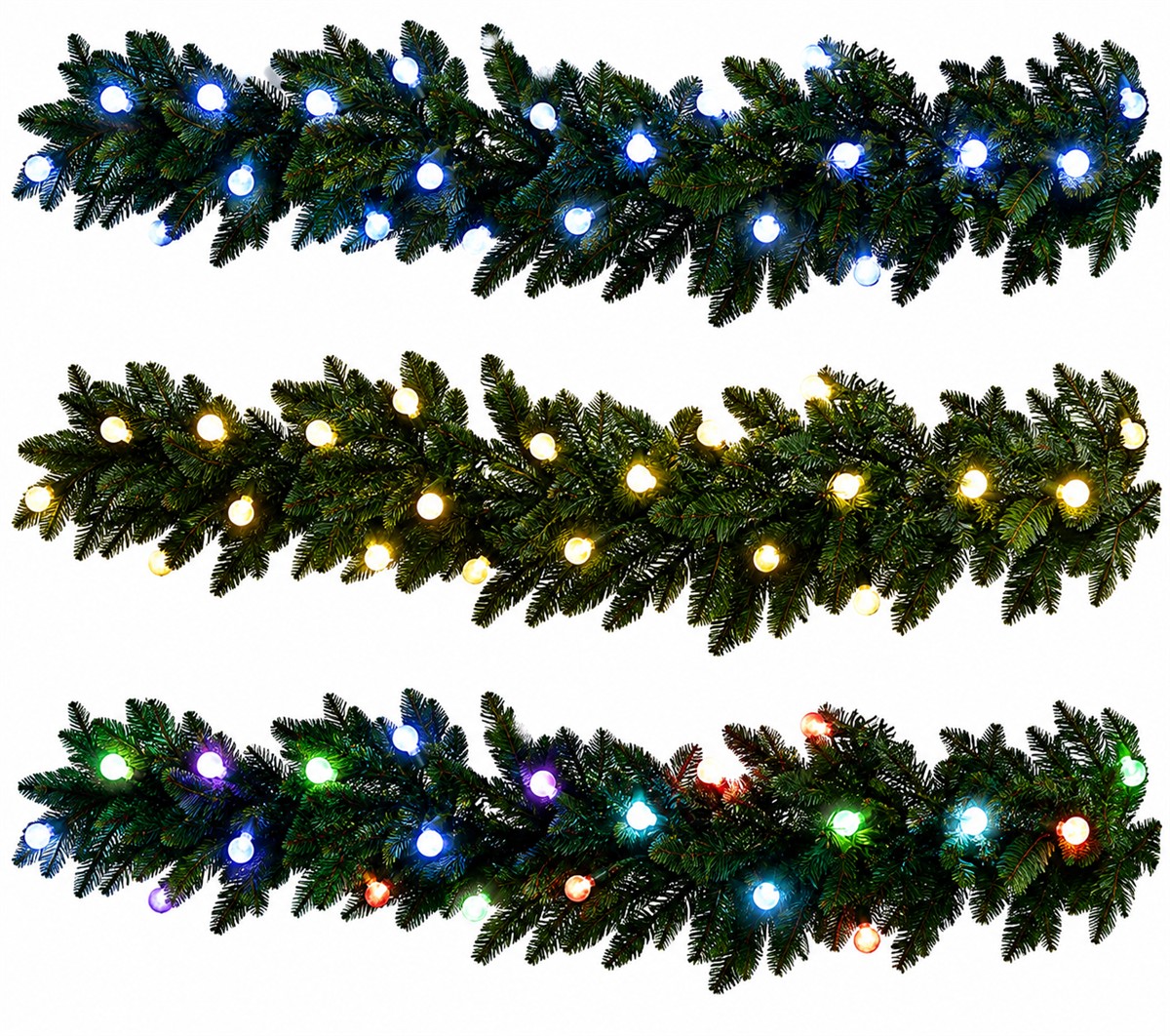 LUMIDA Xmas LED-Tannengirlande outdoorgeeignet div. Leuchtfunktionen