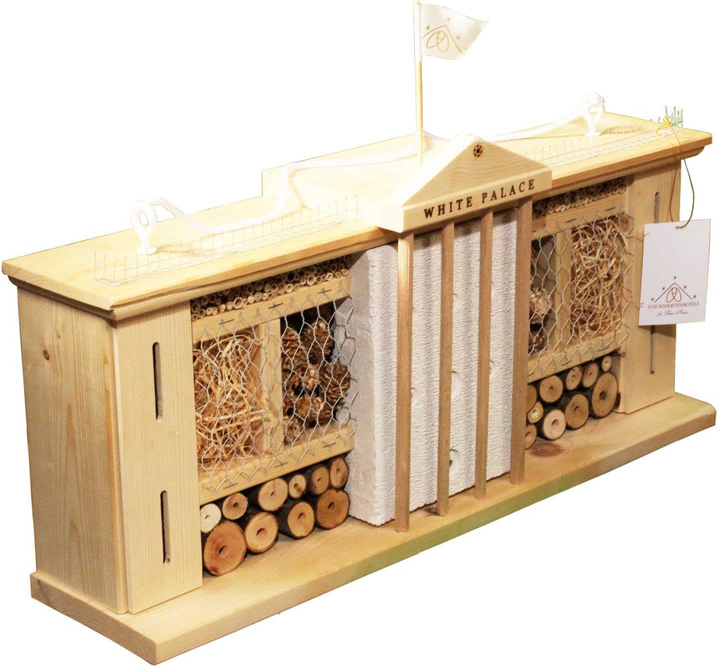 dobar LUXUS-INSEKTENHOTELS "Weißer Palast" Design Wildbienenhaus Nisthilfe für solitäre Wildbienen Insekten Nisthöhle als Bausatz