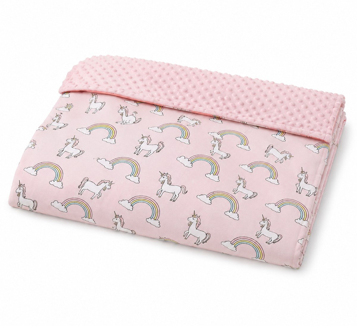 Decke, Filzdecke, Babykissen, Pink, Muster Regenbogen