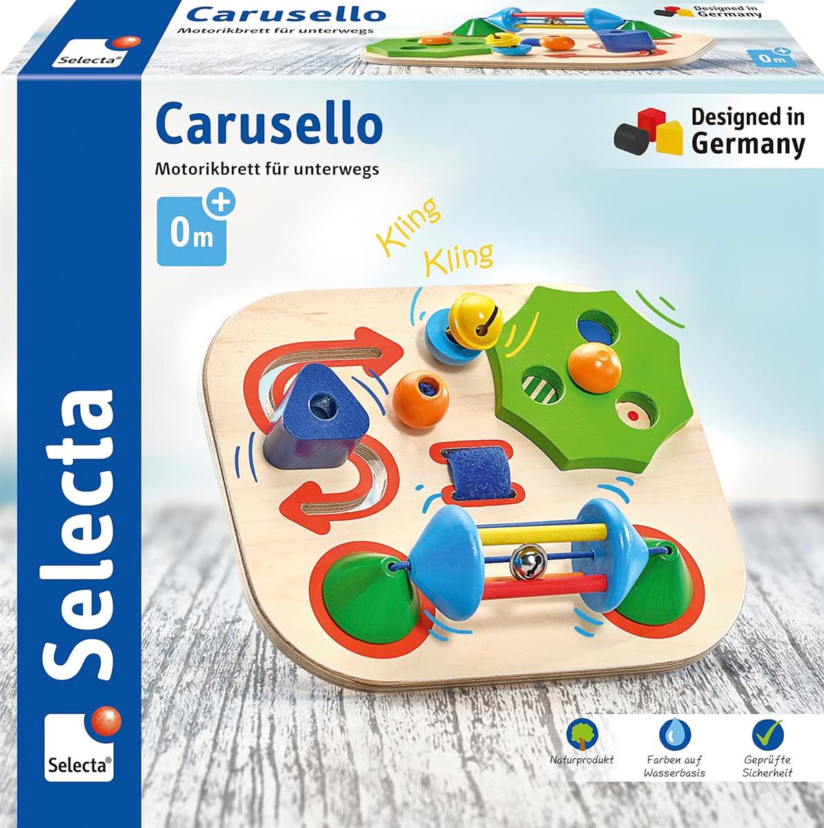 Selecta 61067 Carusello Motorikbrett Spielpaß zur Förderung der Motorik Handarbeit aus Holz