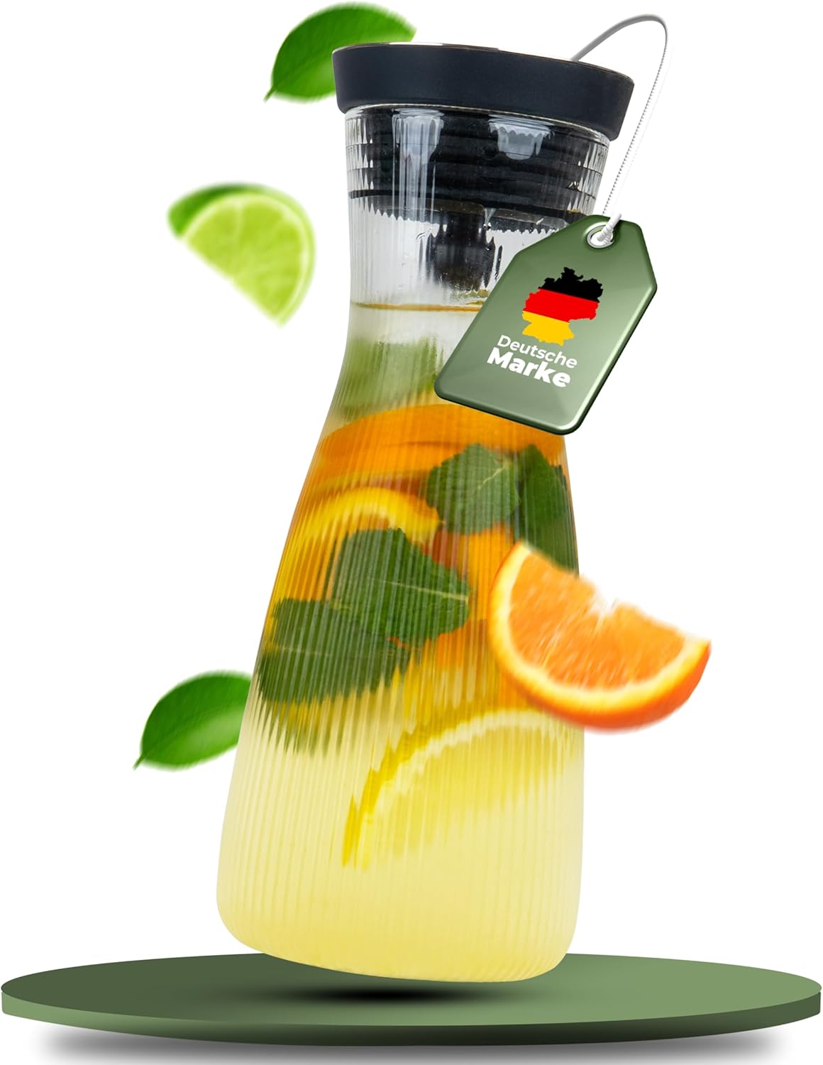 Clidor Wasserkaraffe mit Deckel 1,0 L Klarglas