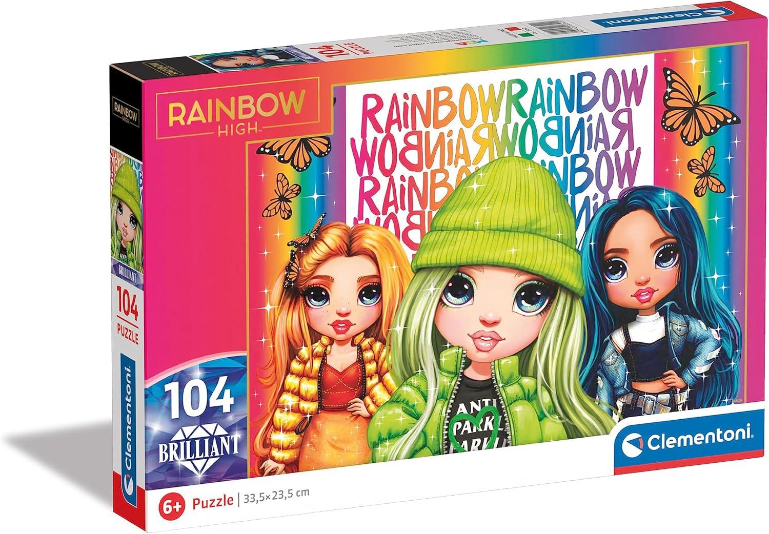 Clementoni 20342 104pzs Supercolor Brilliant Rainbow High 104 Teile-Puzzle Für Kinder Ab 6 Jahren, Made In Italy, Mehrfarbig, M