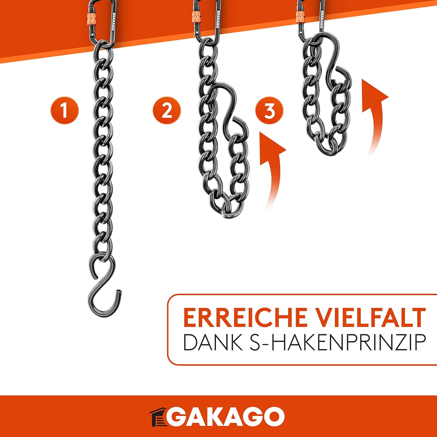 Gakago Verlängerungskette als Hängesessel Kette Schaukel Verlängerung Boxsack Halterung 70cm schwarz