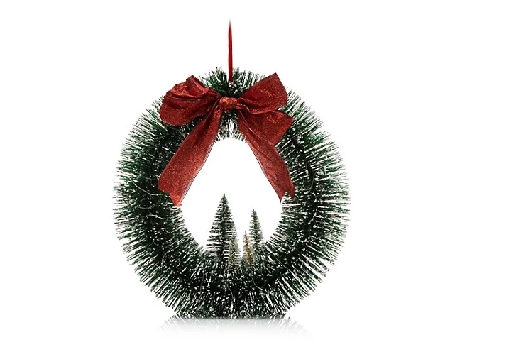 LUMIDA Xmas LED Dekokranz mit Winterbäumen Wandkranz Türkranz Türdeko Wanddeko Weihnachten