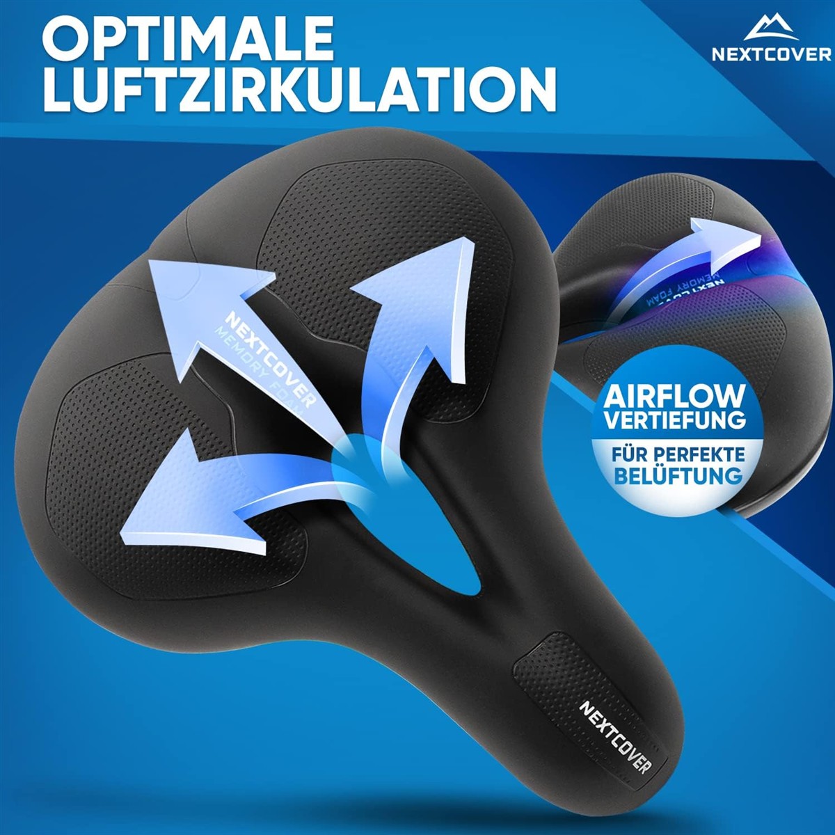 Sattel, Fahrradsattel, Memory-Foam, Airflow, Bezug