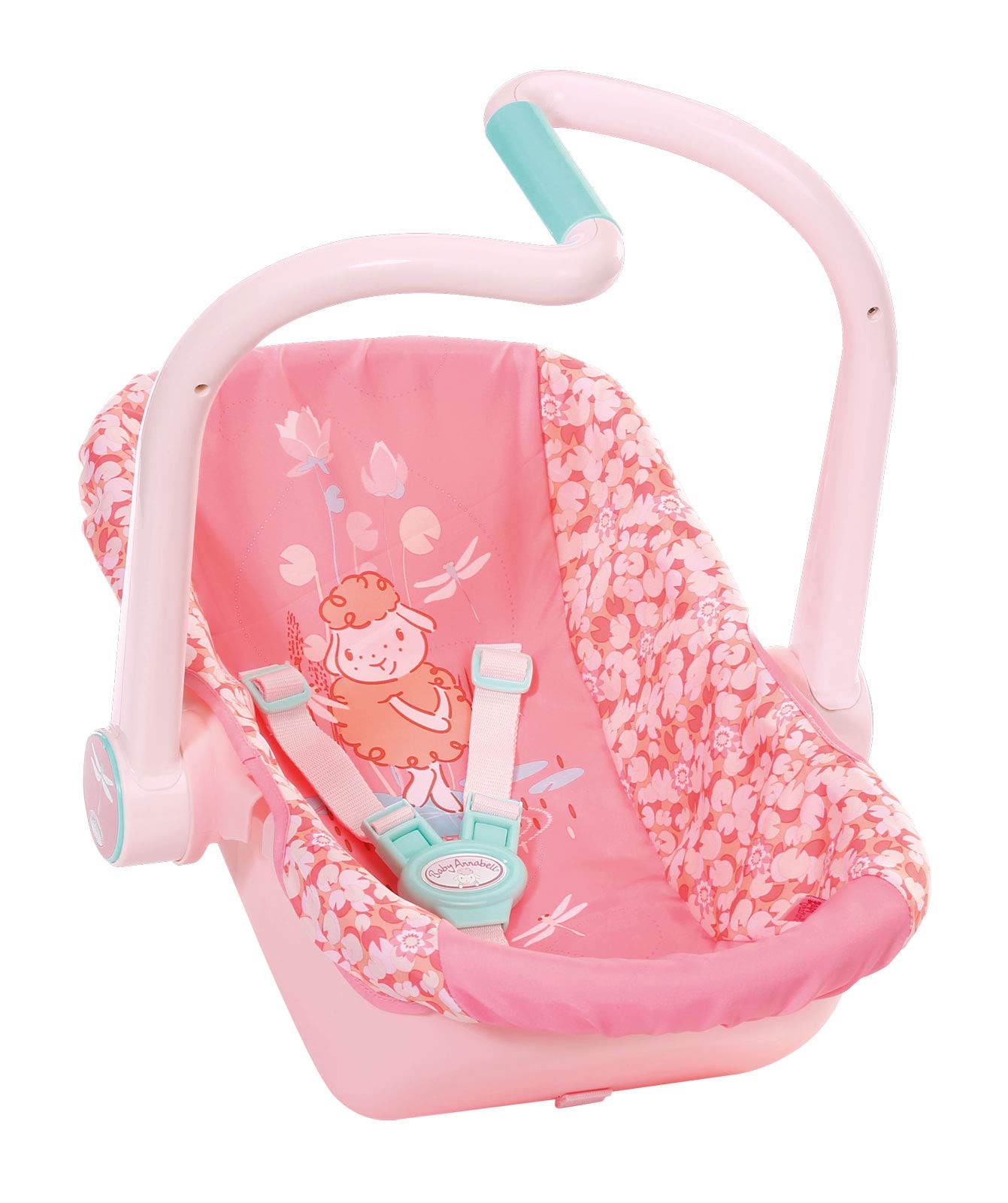Baby Annabell 703120 Active Komfortsitz - Puppenautositz, Puppen Maxi Cosi für 43cm große Puppen mit schwenkbaren Tragegriff und Dreipunkt-Gurt, rosa.