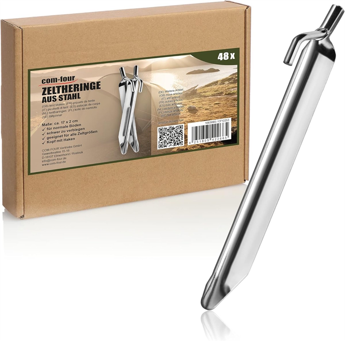 Zeltstange, Stahl, 48 Stück, Zeltzubehör, Packung