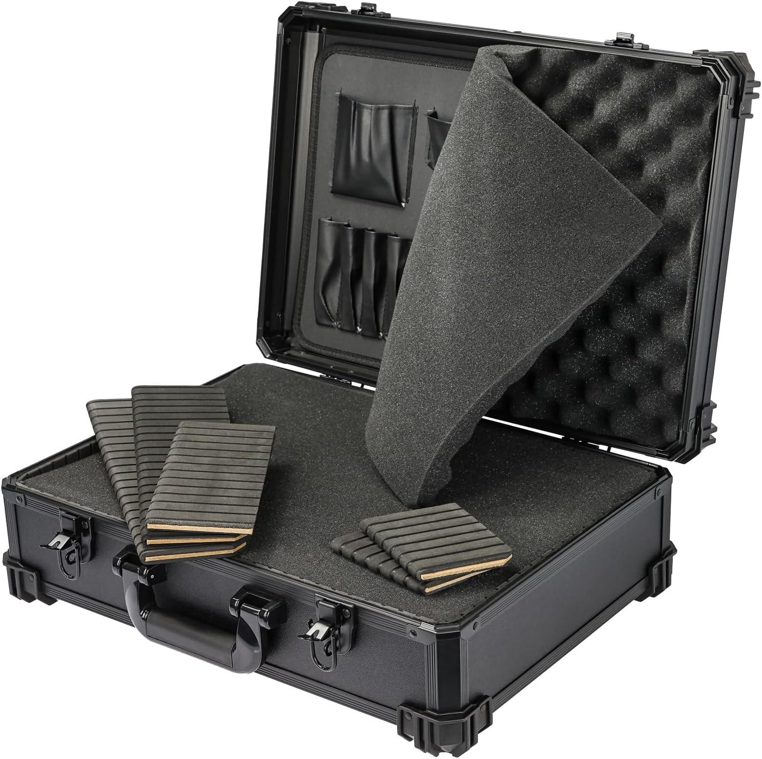 HMF Werkzeugkoffer leer, Werkzeugkasten groß mit Rasterschaumstoff 46 x 33 x 15 cm