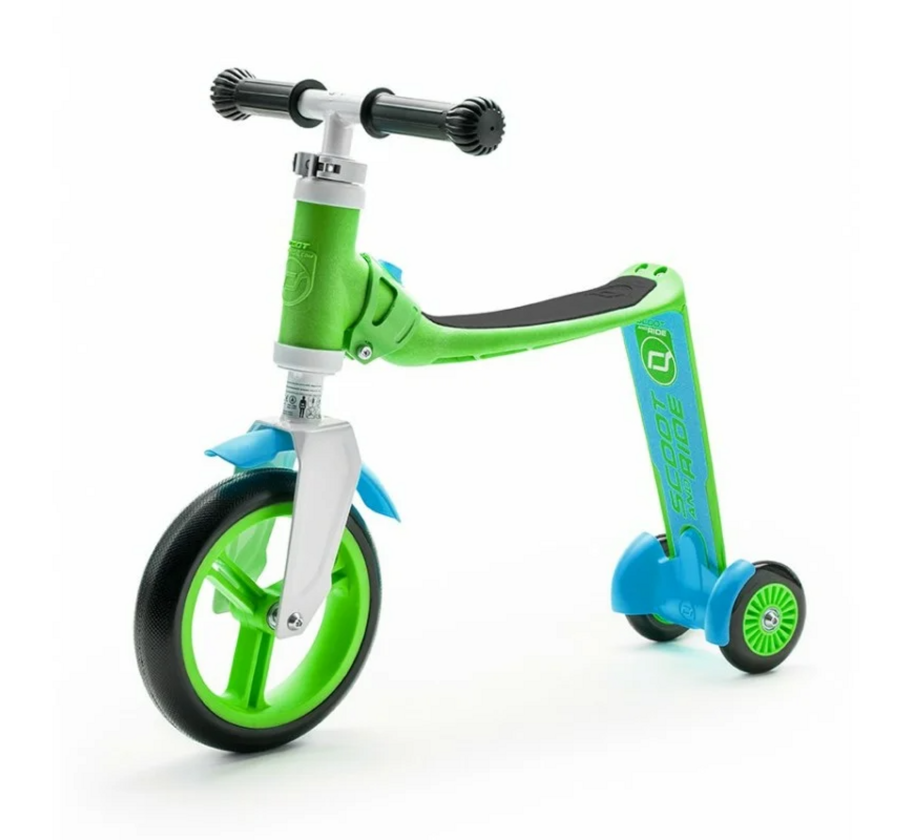 Kinderroller, Laufrad, grün-blau, drei Räder, Kunststoff