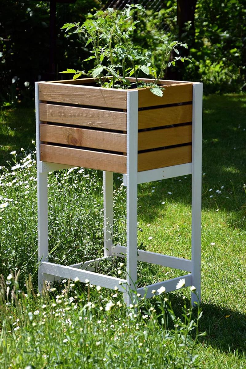 dobar Balkon Hochbeet Massivholz Schmales Kräuterbeet Salatbeet für Balkon Platzsparendes Hochbeet für Garten/Terrasse/Balkon 49 x 42 x 90 cm Braun
