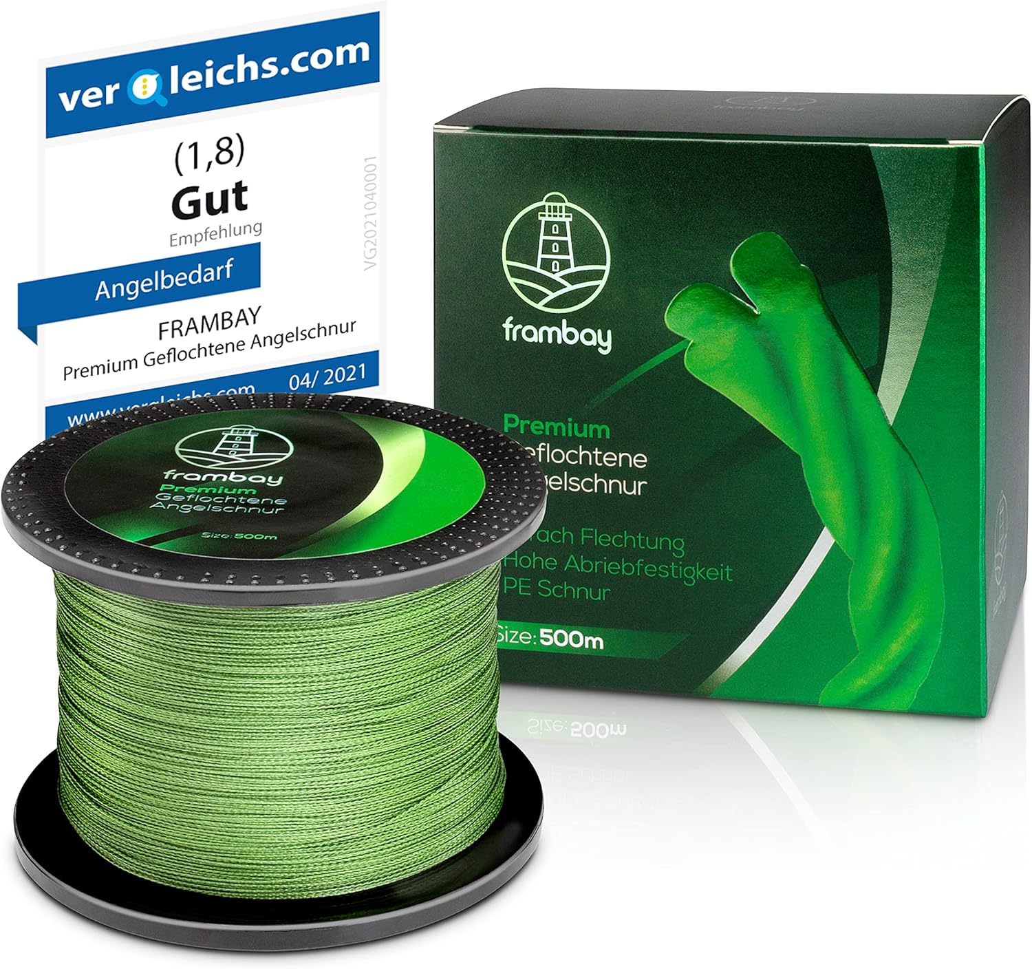 Frambay Geflochtene Angelschnur mit starker 4-Fach Flechtung I Angelschnur geflochten und flexibel Fishing Line Angelsehne Angel Schnur - 500m