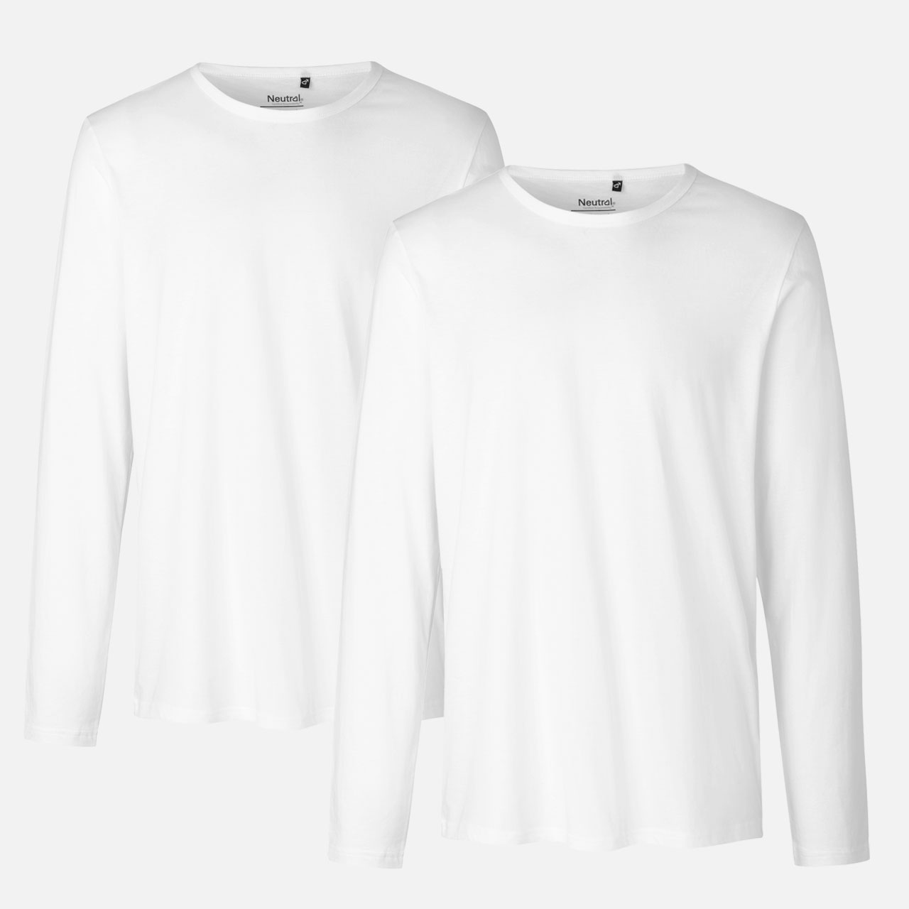 Doppelpack Mens Long Sleeve Shirt - Bio Baumwolle - Weiss L Weiß