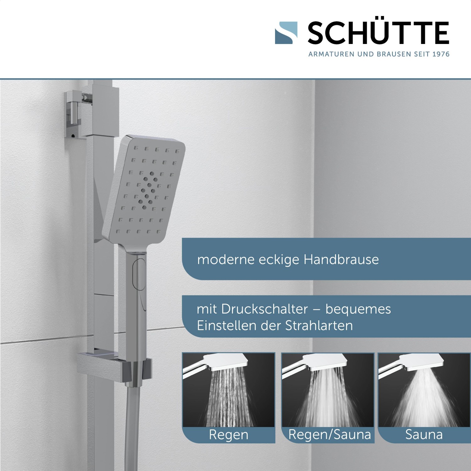 Schütte Überkopf Brauseset Ocean mit Thermostat Ablage Chrom Weiß