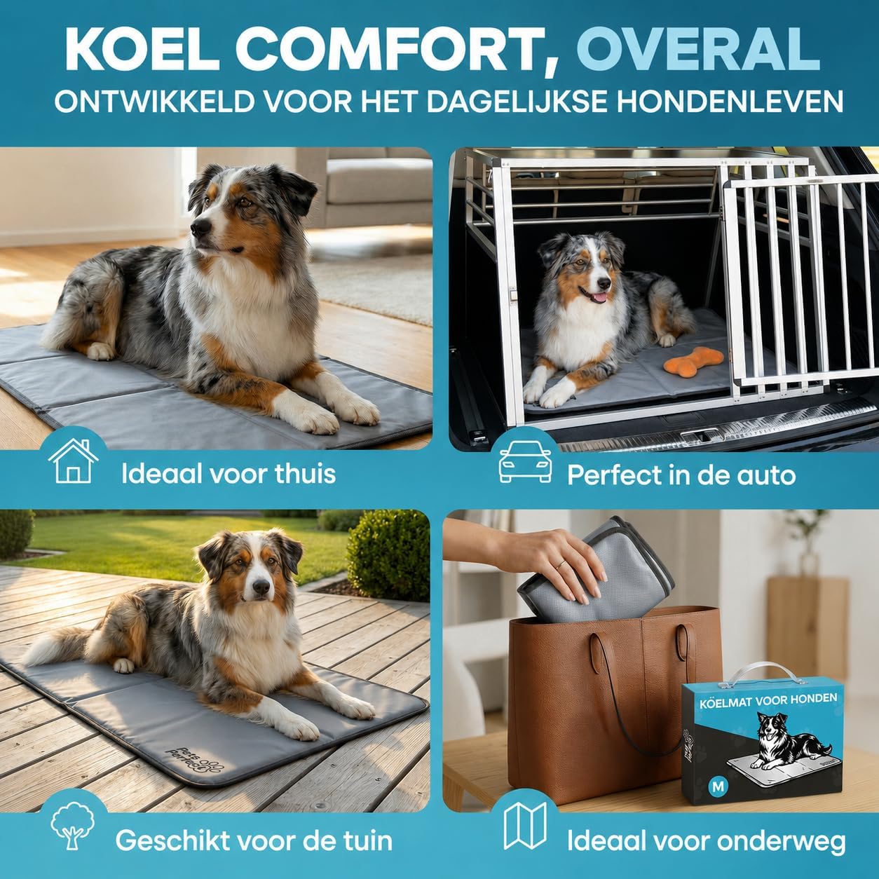 Kühlmatte für Hunde, Grau, Rechteckig, Faltbar, Outdoor geeignet