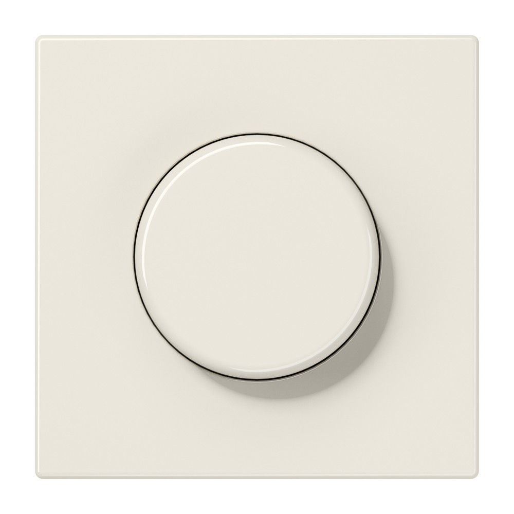Lichtschalter, Drehdimmer, quadratische Abdeckung, cremefarben, Drehknopf