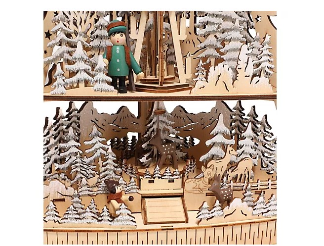 LUMIDA Xmas LED Holzdekoration Pyramide Holzpyramide Weihnachtsdeko Fensterdeko