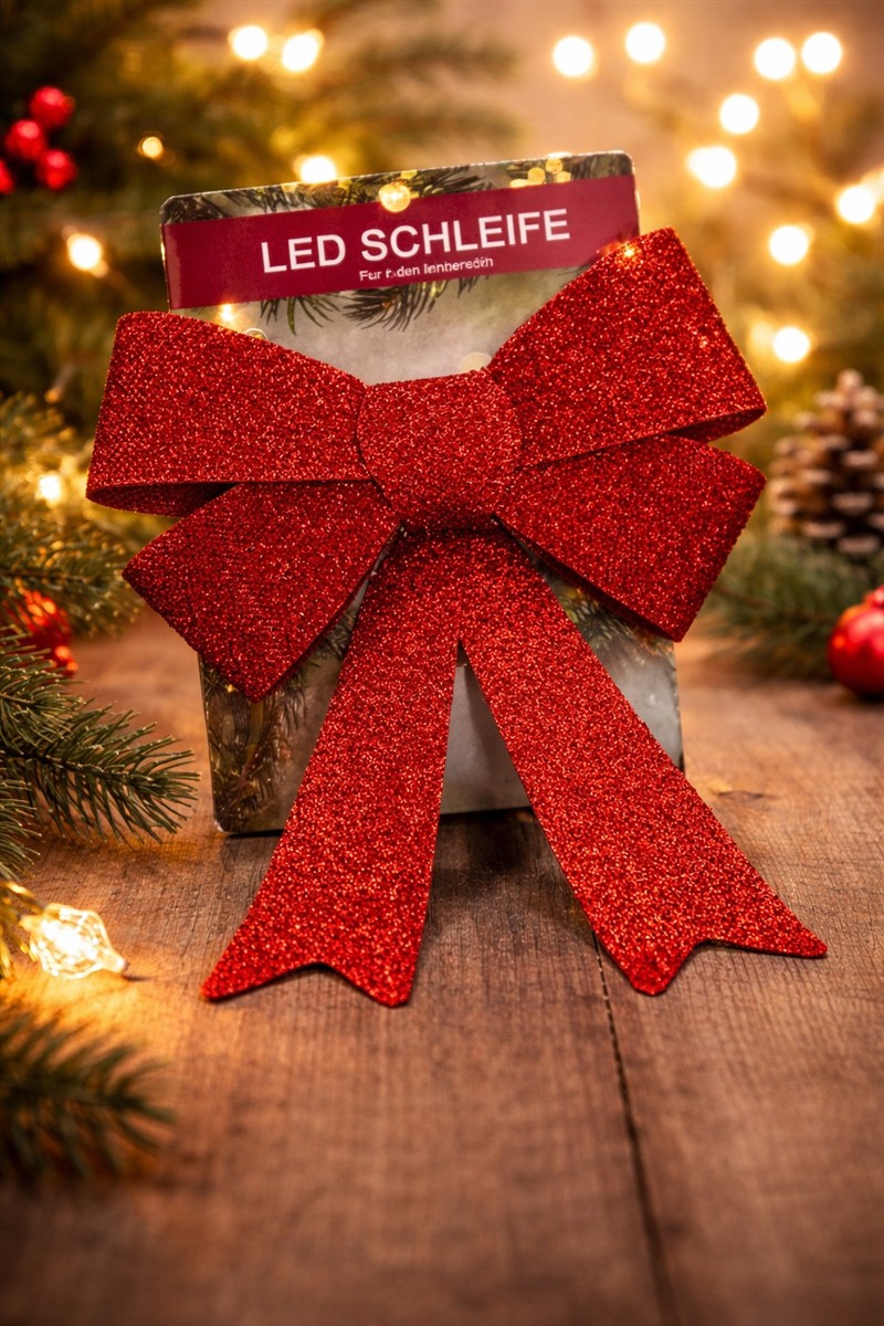 LED Schleife rot 23x30 cm warmweiß Deko