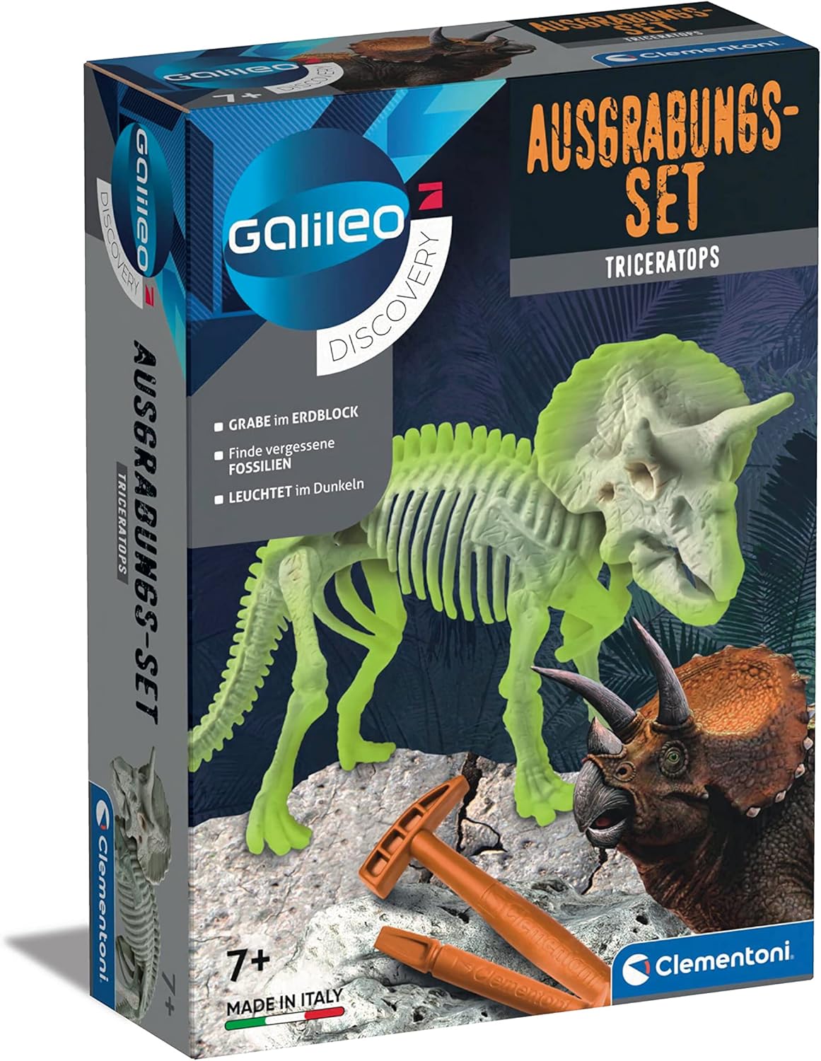 Clementoni 59273 Galileo Discovery Ausgrabungs-Set Triceratops Dinosaurier Fossilien Spielzeug