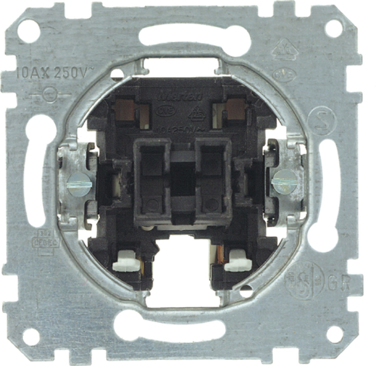 Lichtschalter-Einsatz, Unterputzschalter, Metallträger, Schraubklemmen, 10 AX 250 V