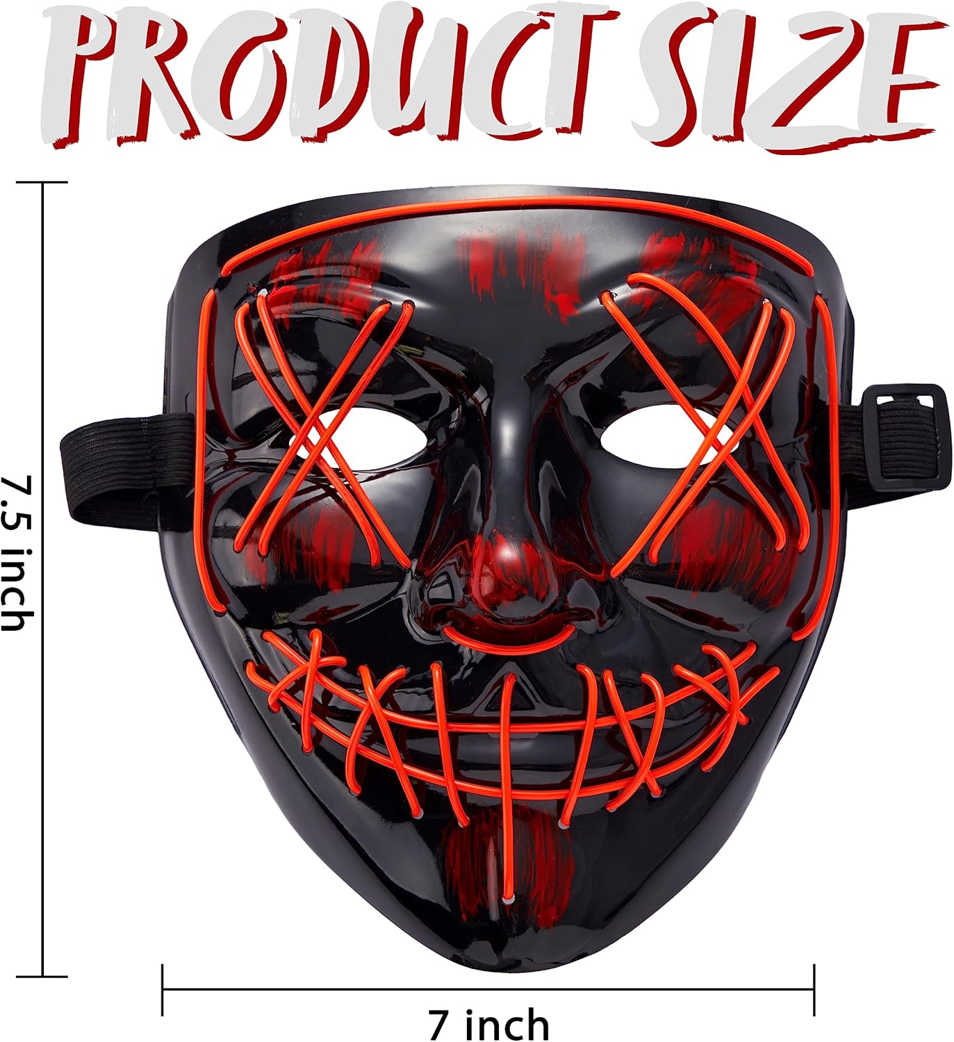 JOYIN Halloween-LED-Maske mit Handschuhen, 3 Modi, leuchtende Maske, Kostümzubehör (rot), gruselig, leuchtet im Dunkeln Masken für Cosplay Party Verkleidung Geschenke