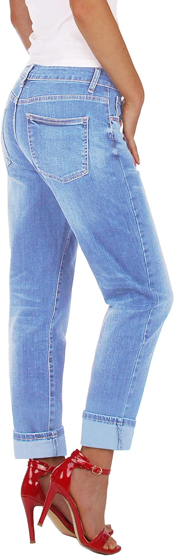 Fraternel Damen Jeans Hose Boyfriend Baggy Stretch Relaxed light blue Gr. 34/XS