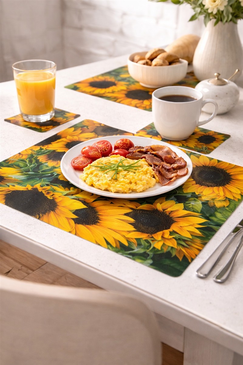 Platzset Sonnenblumen 8-tlg. abwischbar