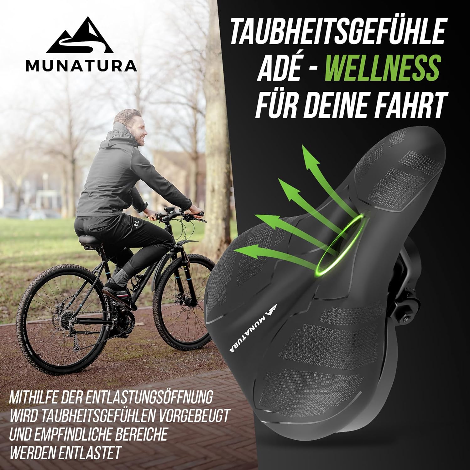 MUNATURA Fahrradsattel mit Memory Foam Fahrradsattel Sattel Trekking