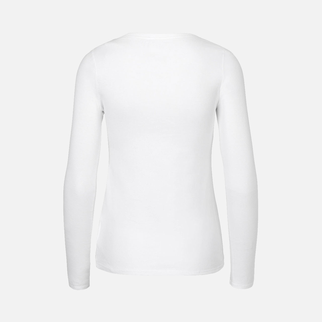Langarmshirt, Rundhalsausschnitt, Weiß, Einfarbig, Damenoberteil